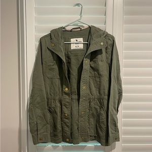 Abercrombie Kids Army Green Denim Hooded Jacket Size 15/16
